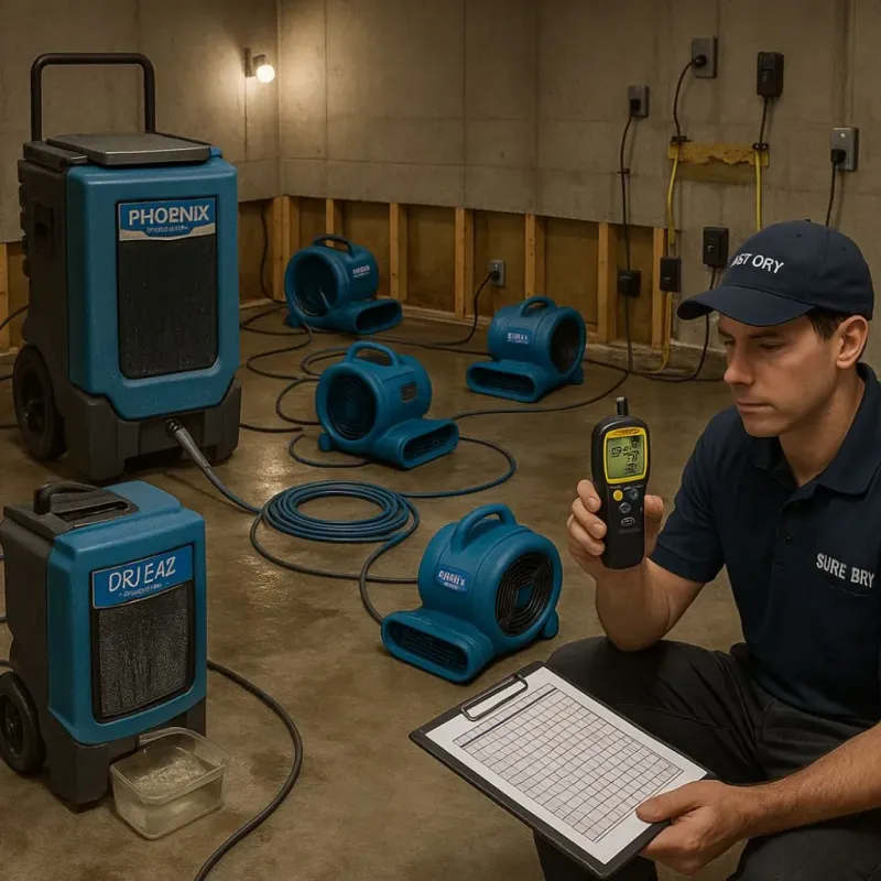 Structural Drying and Dehumidification process in Dover, AR